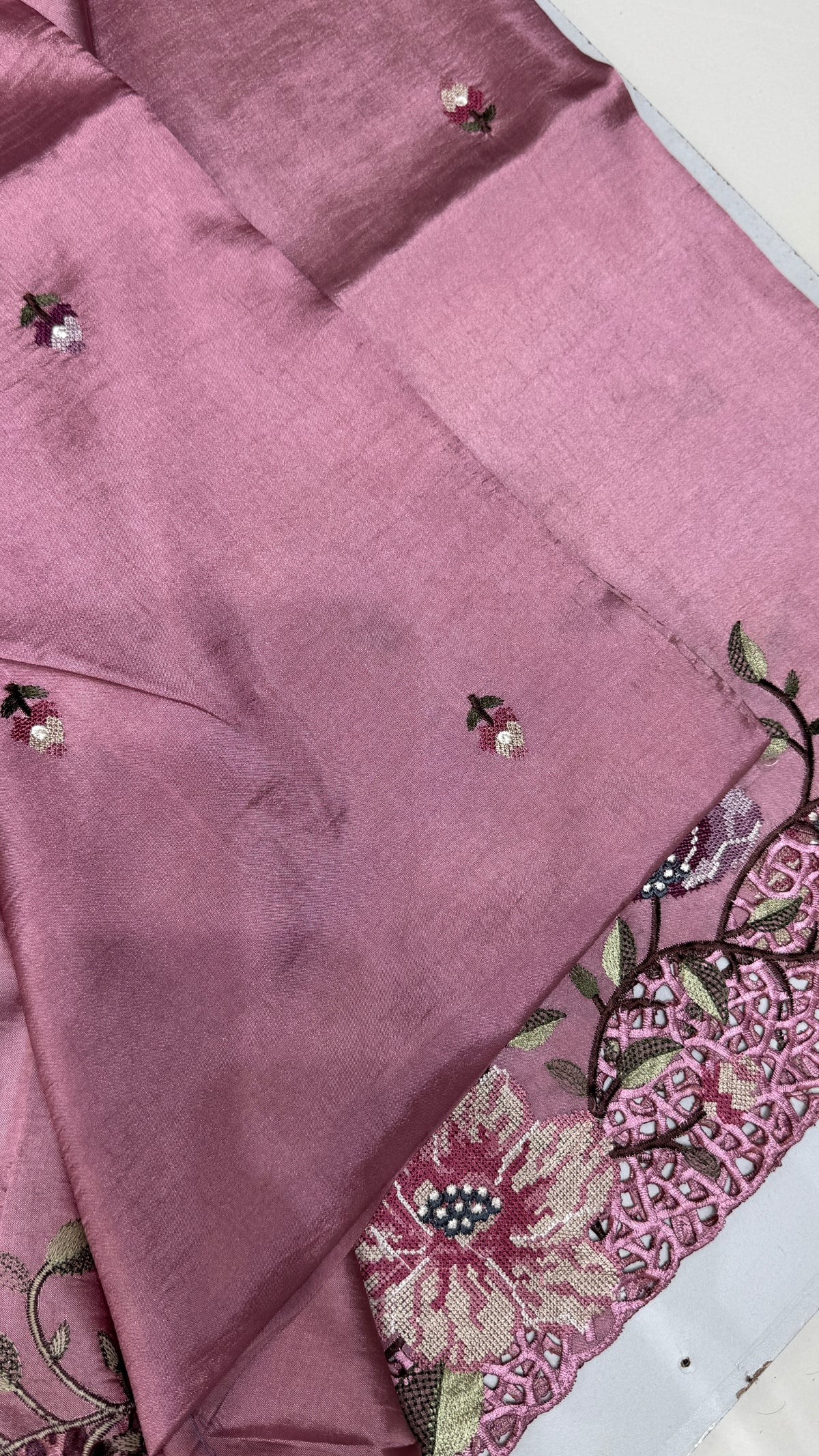 Cut Work Embroidered Semi Tussar Saree