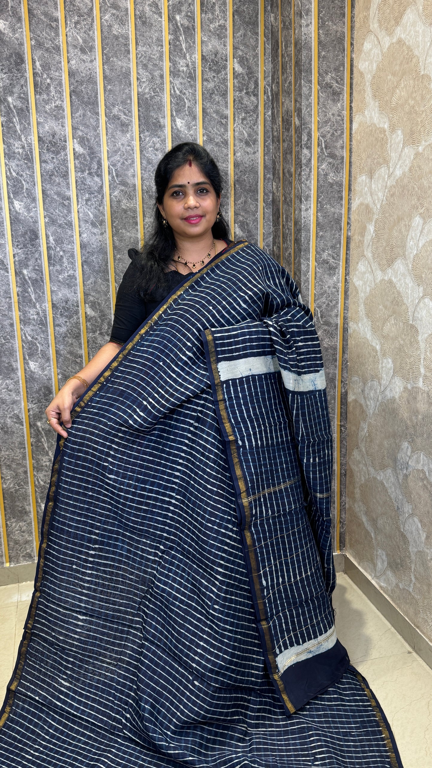 Block Printed Chanderi Silk Saree