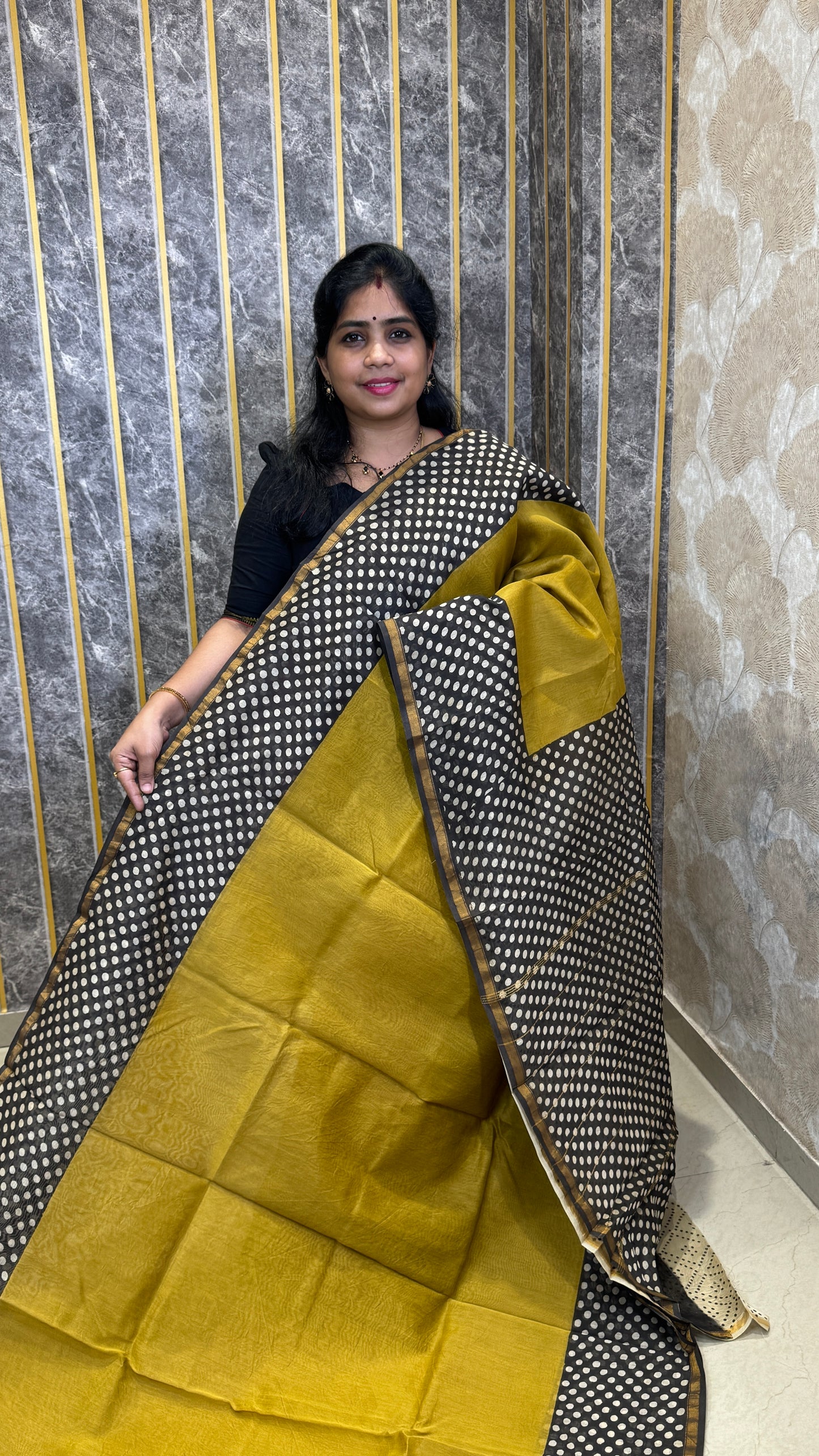 Block Printed Chanderi Silk Saree