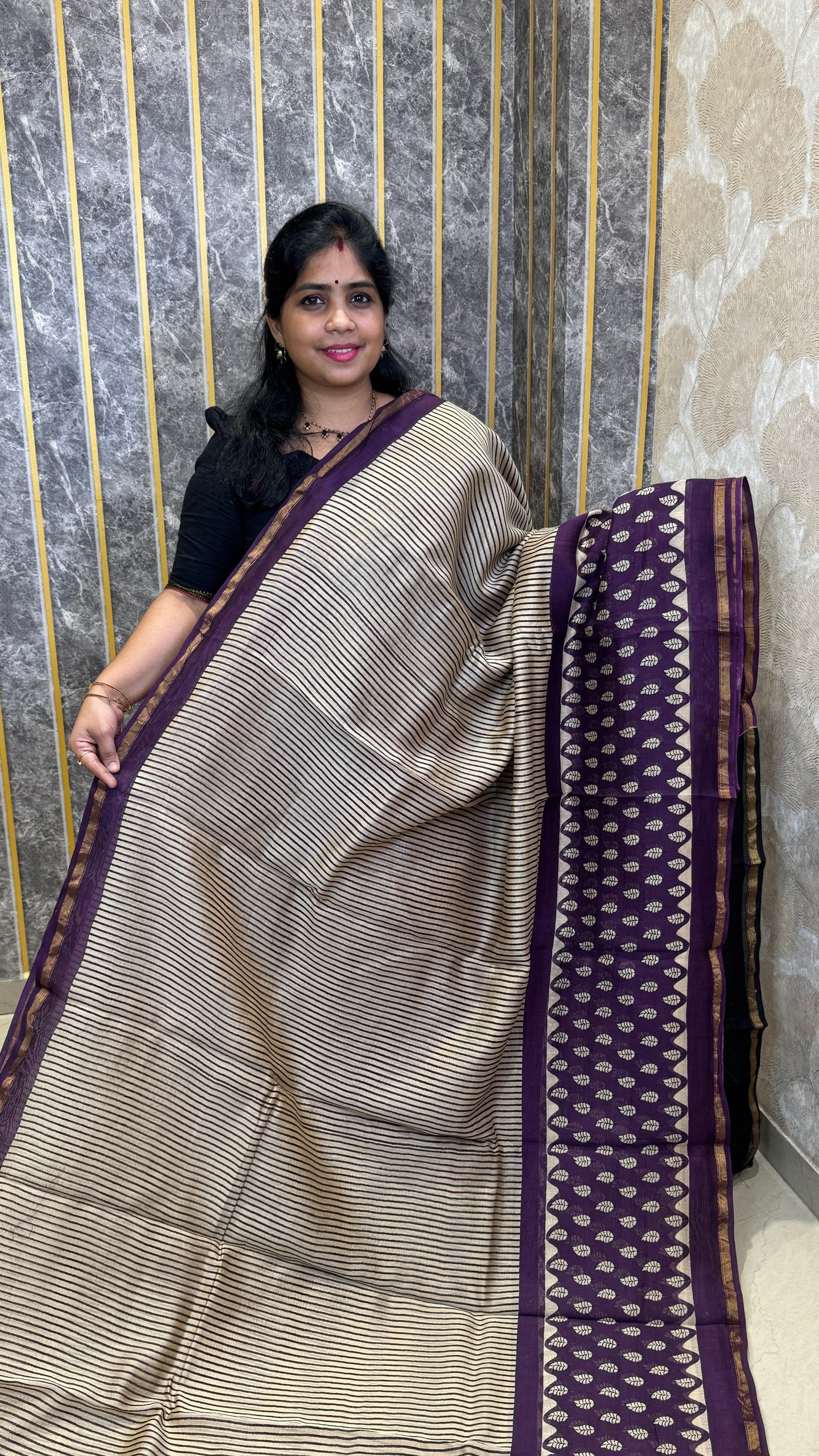 Block Printed Chanderi Silk Saree