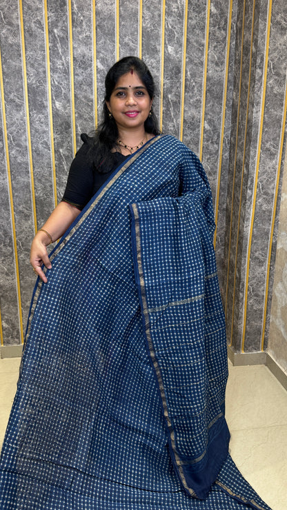 Block Printed Chanderi Silk Saree