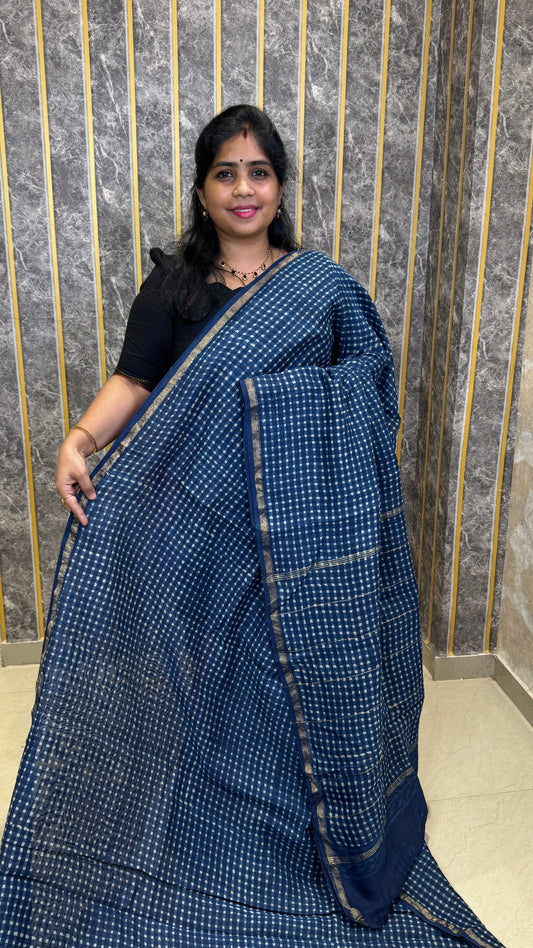 Block Printed Chanderi Silk Saree