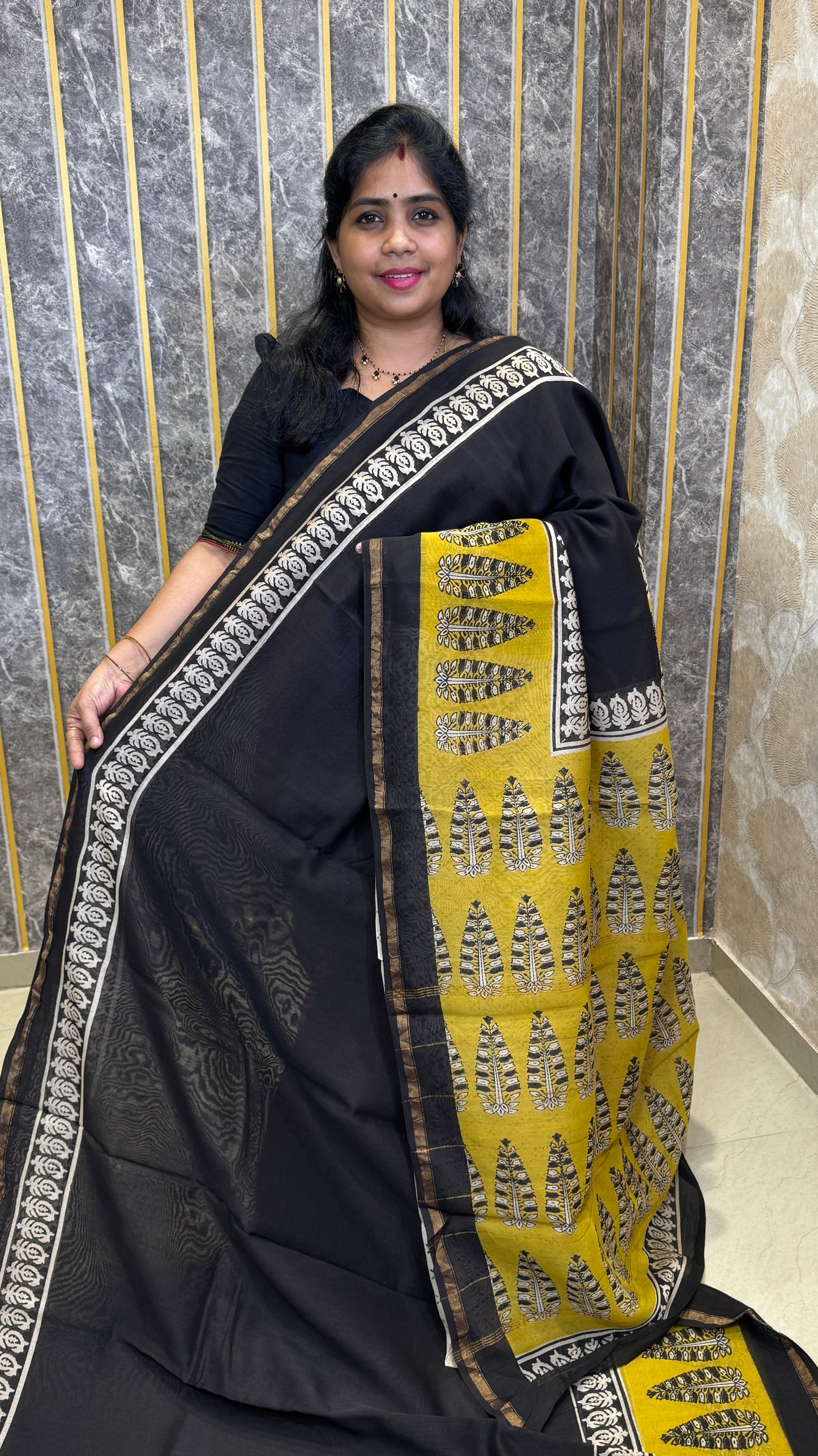Block Printed Chanderi Silk Saree