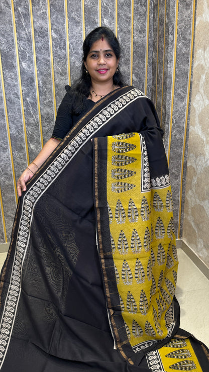 Block Printed Chanderi Silk Saree