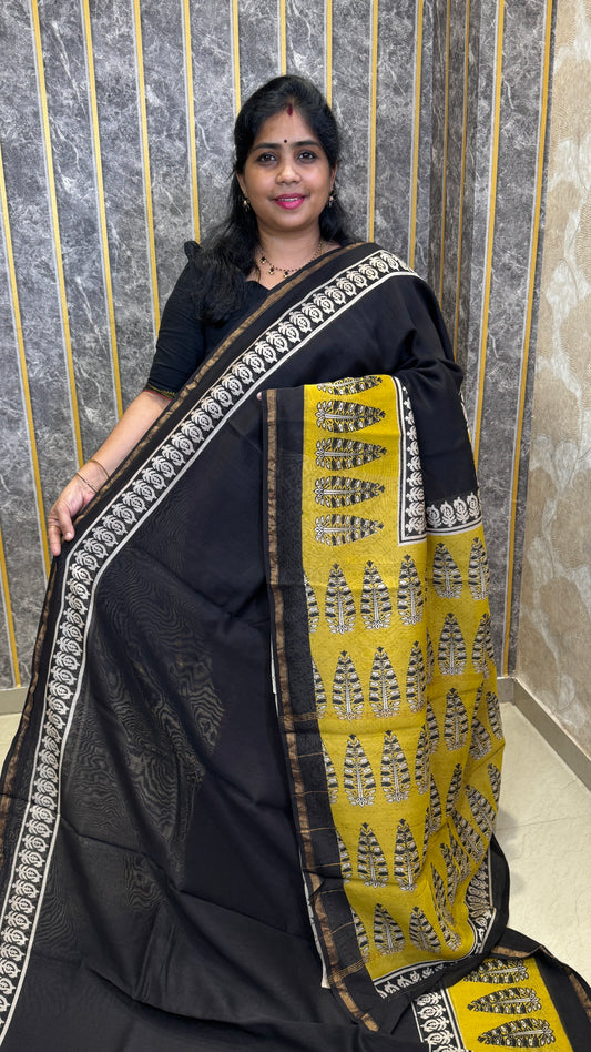 Block Printed Chanderi Silk Saree