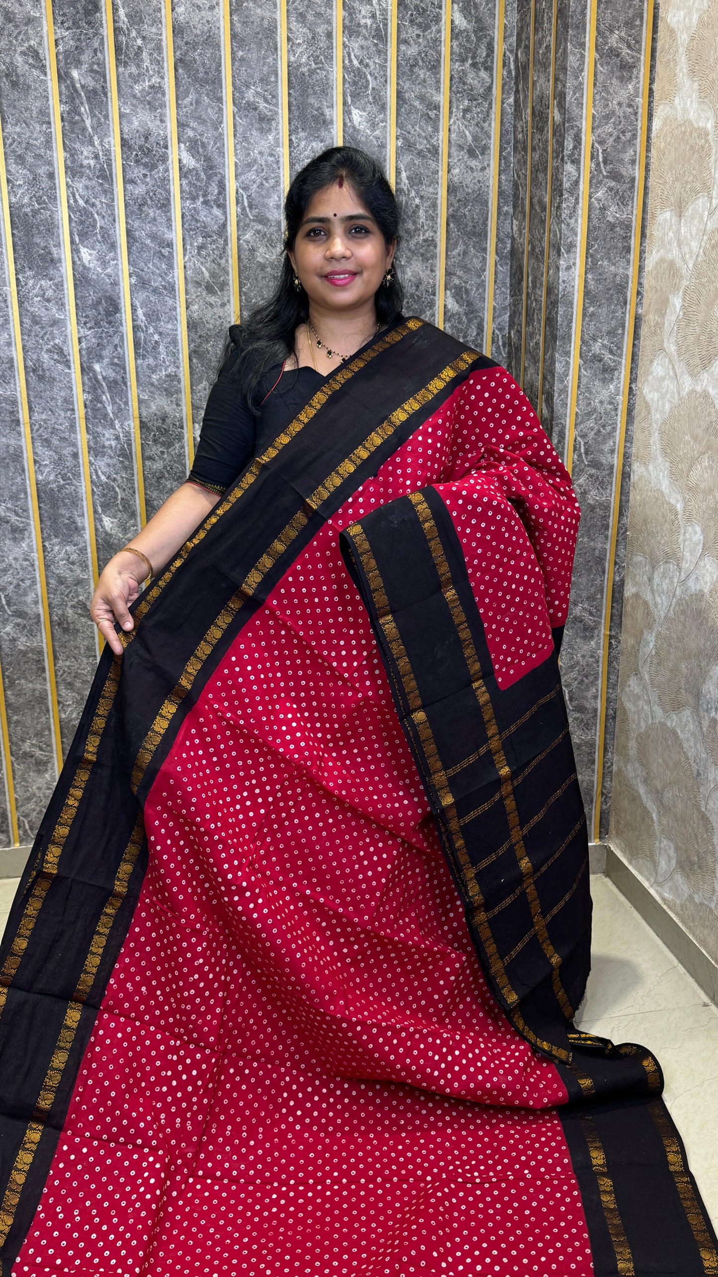 Hand Blocked Sugundi Saree