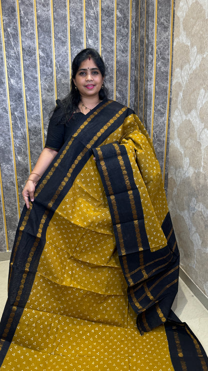 Hand Blocked Sugundi Saree