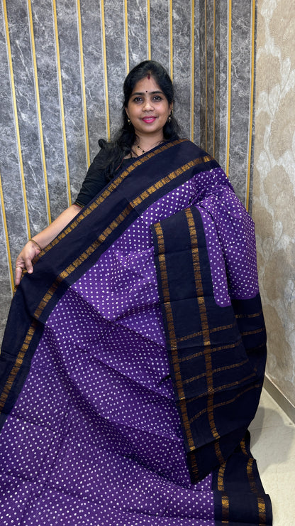 Hand Blocked Sugundi Saree