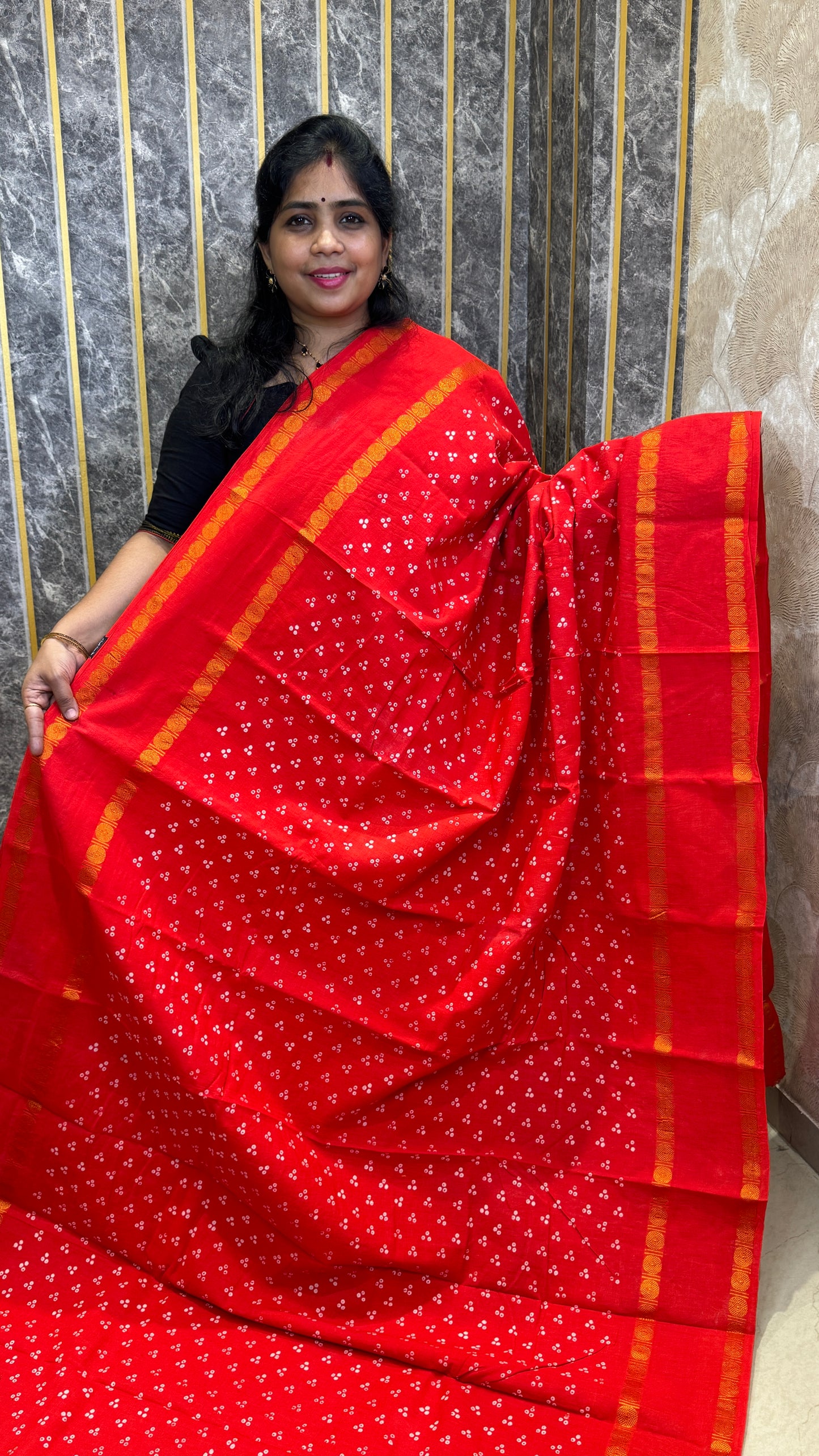 Hand Blocked Sugundi Saree