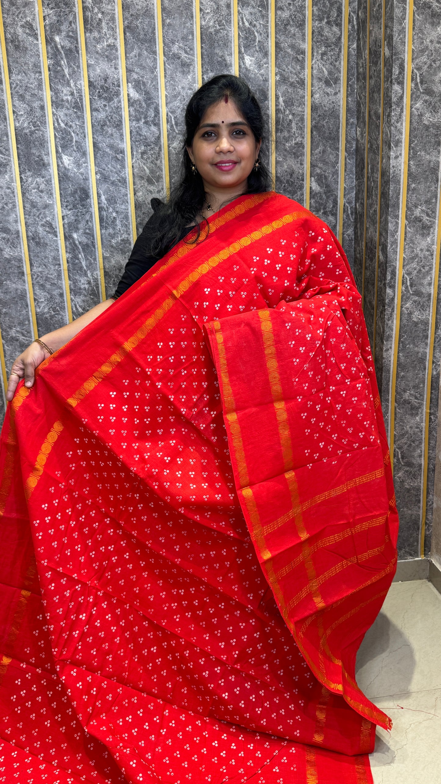 Hand Blocked Sugundi Saree