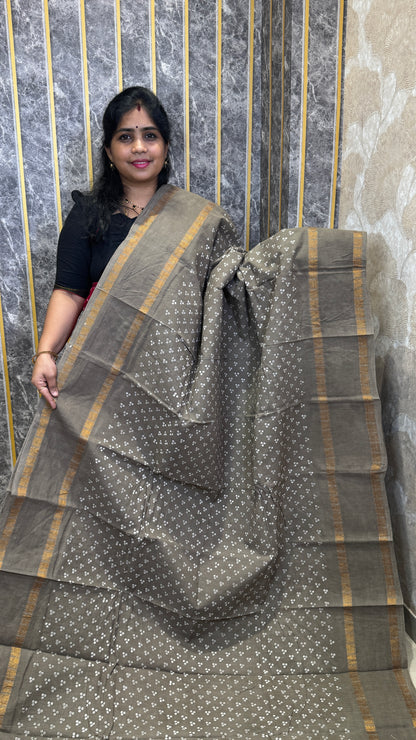Hand Blocked Sugundi Saree