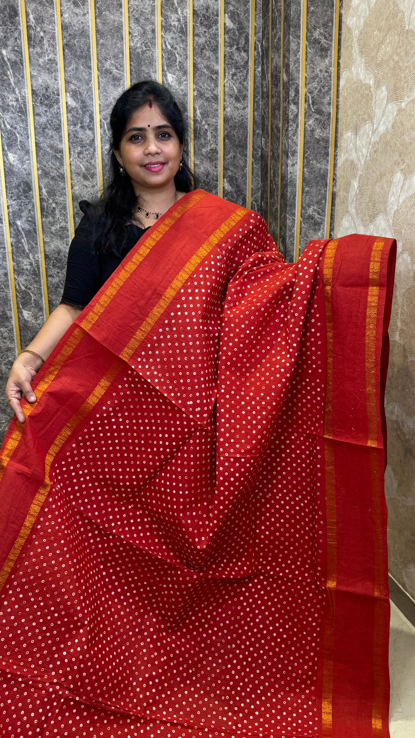 Hand Blocked Sugundi Saree