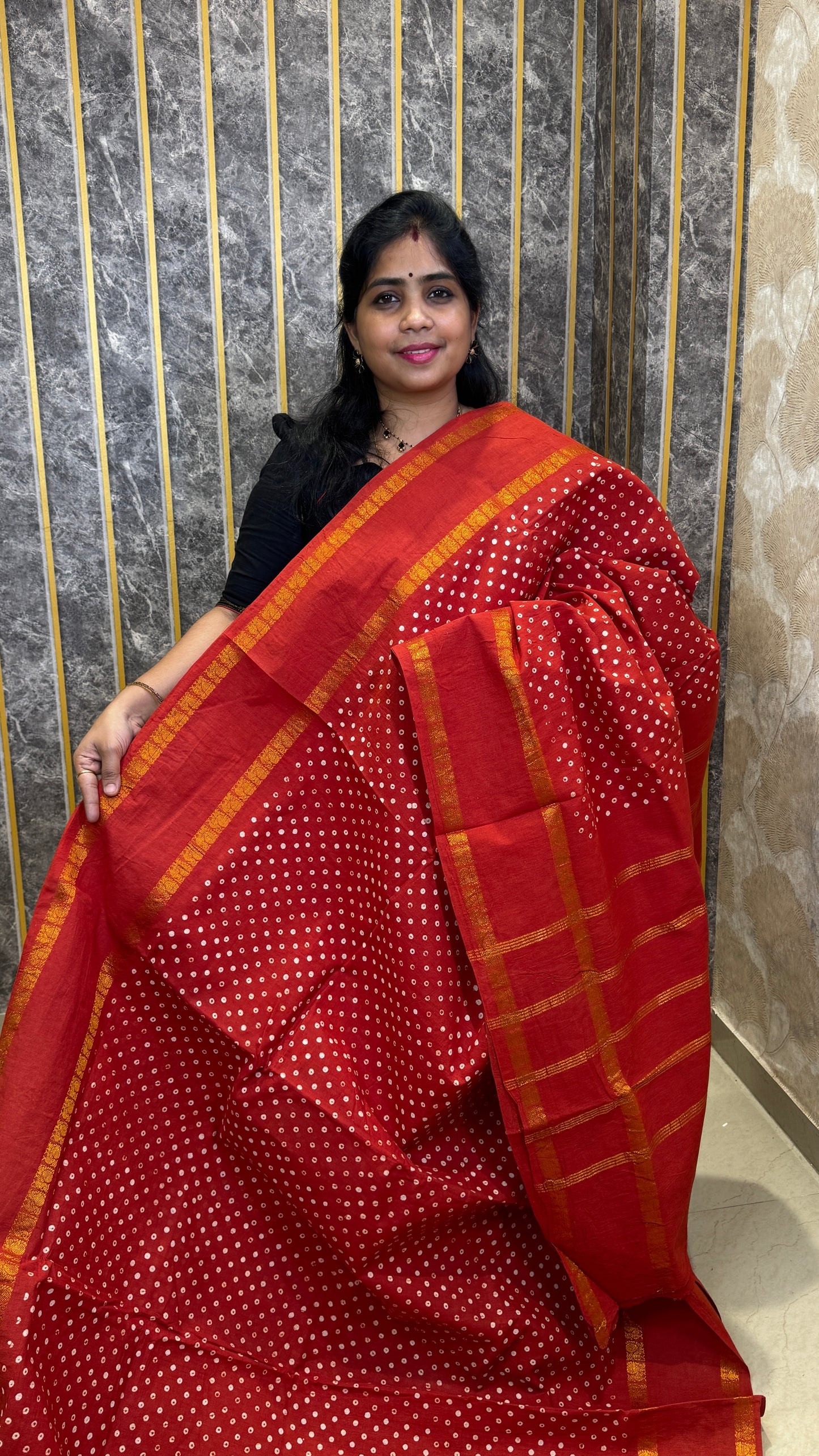 Hand Blocked Sugundi Saree