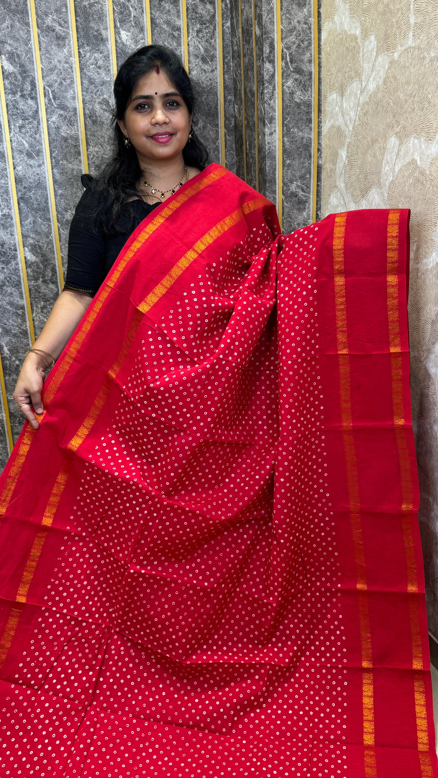 Hand Blocked Sugundi Saree