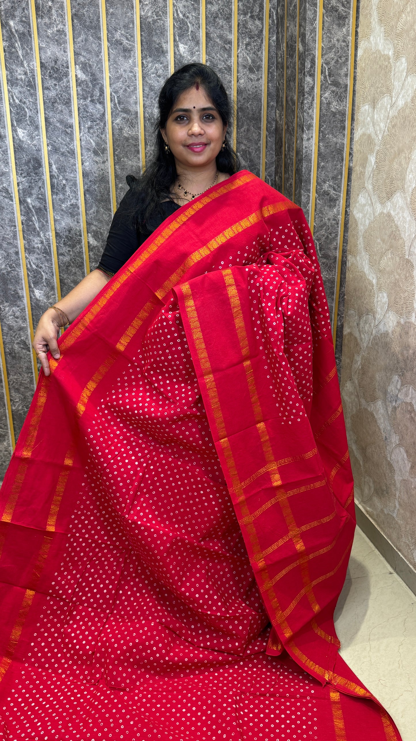 Hand Blocked Sugundi Saree