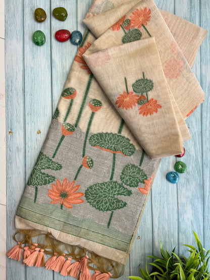 Muga Cotton Silk Saree