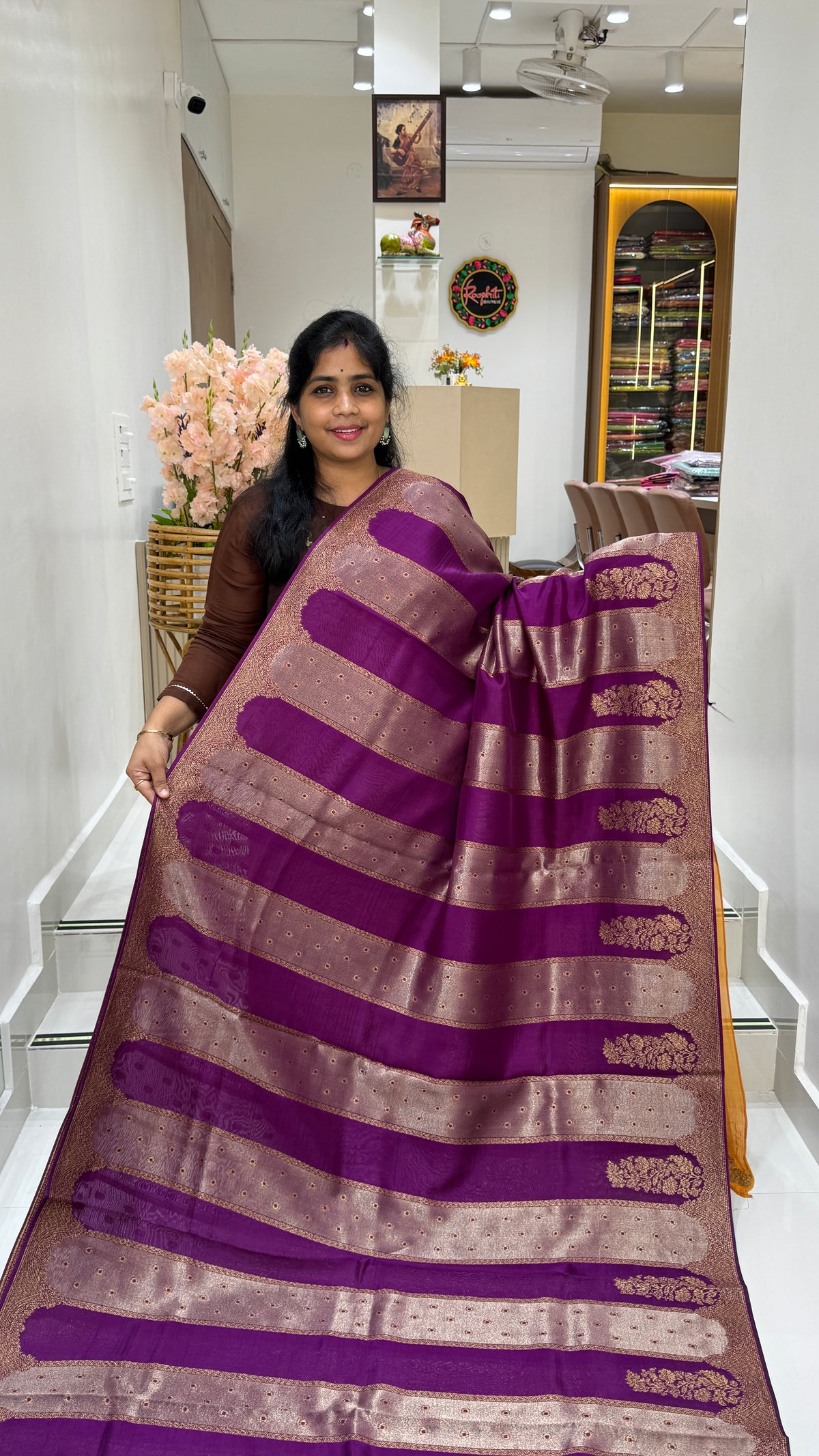 Panel Work Tussar Georgette Saree