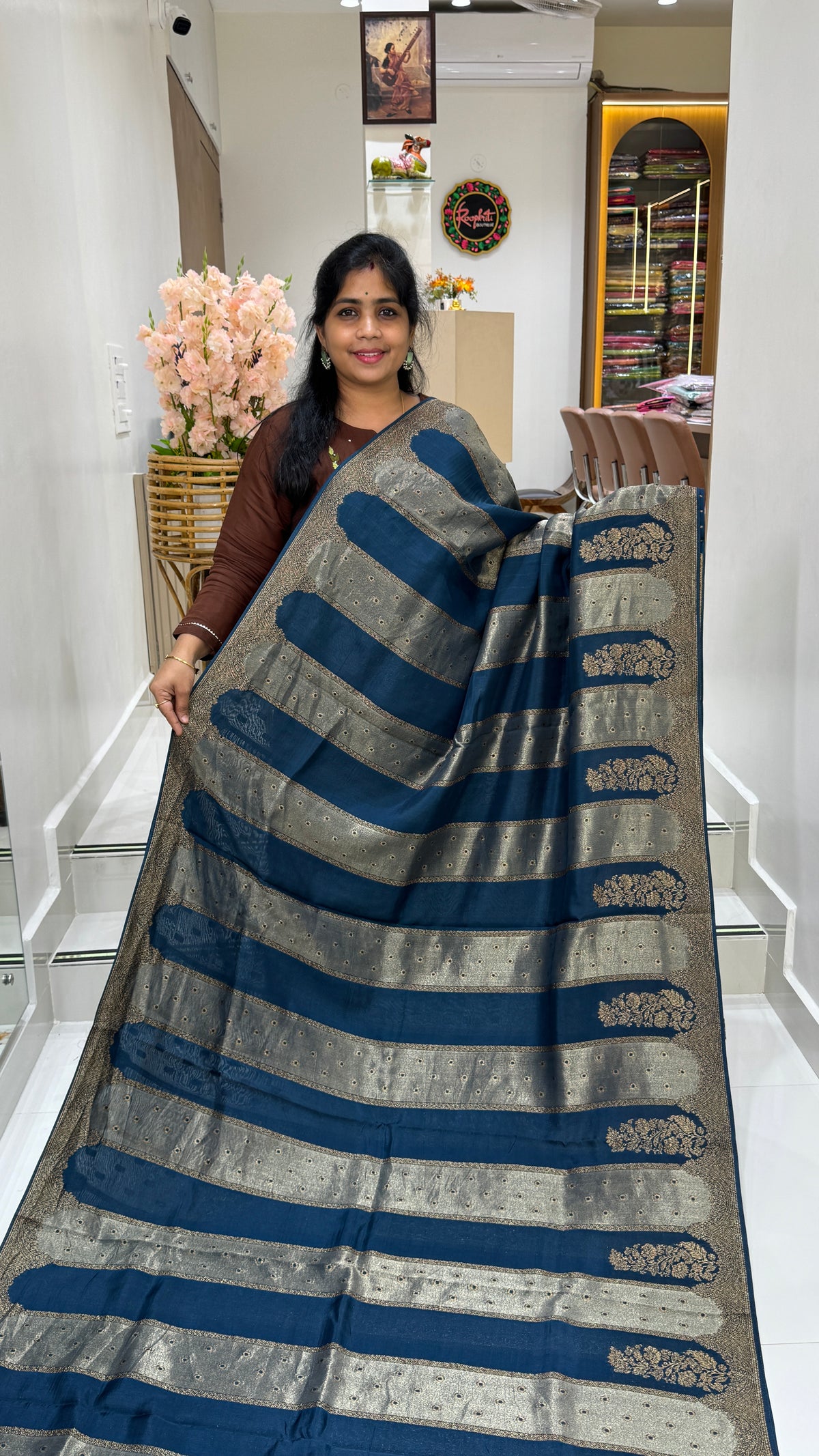 Panel Work Tussar Georgette Saree
