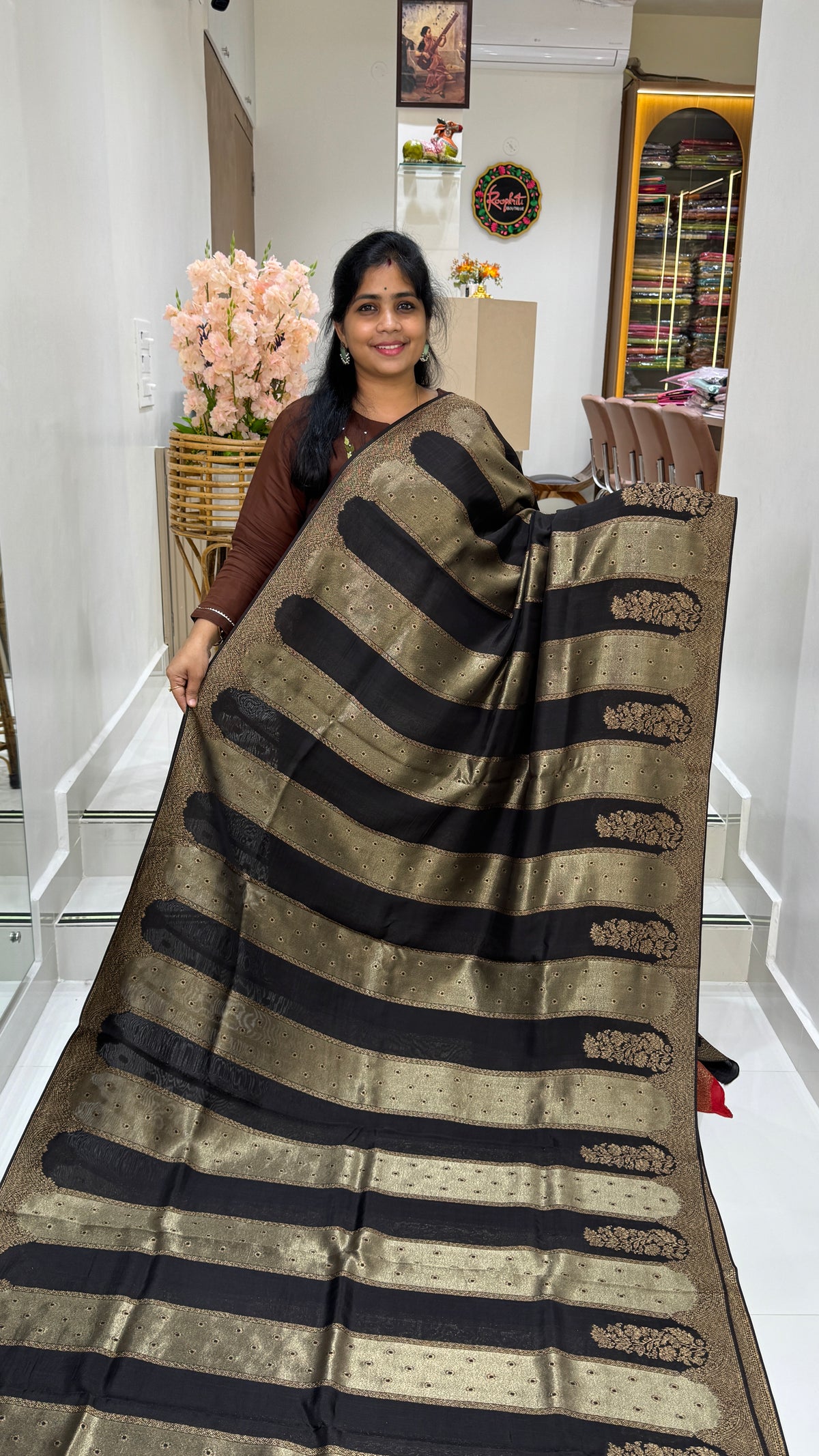 Panel Work Tussar Georgette Saree