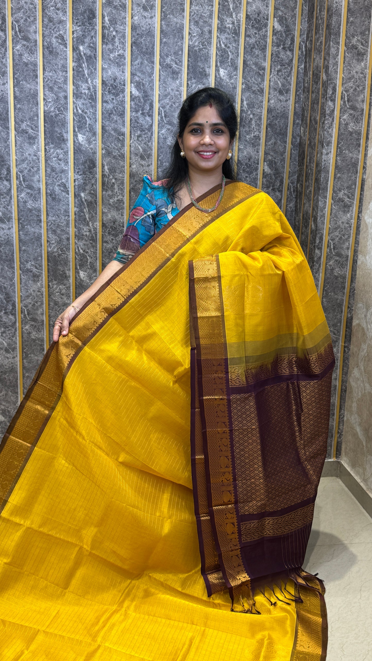 Pure Silk Cotton Saree with Annam motif