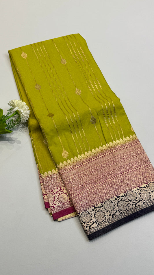 Semi Georgette Saree With Khaddi Borders
