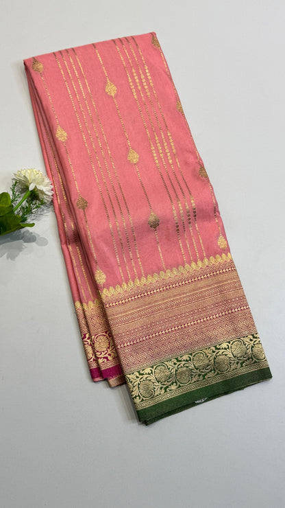 Semi Georgette Saree With Khaddi Borders