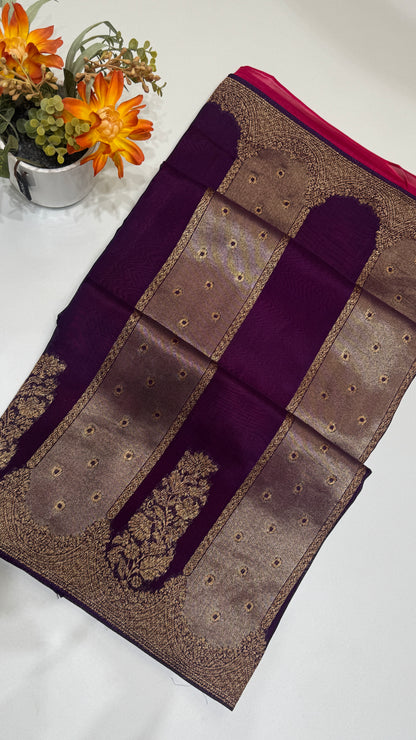 Panel Work Tussar Georgette Saree