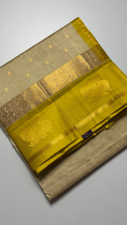 Pure Silk Cotton with Korvai Border