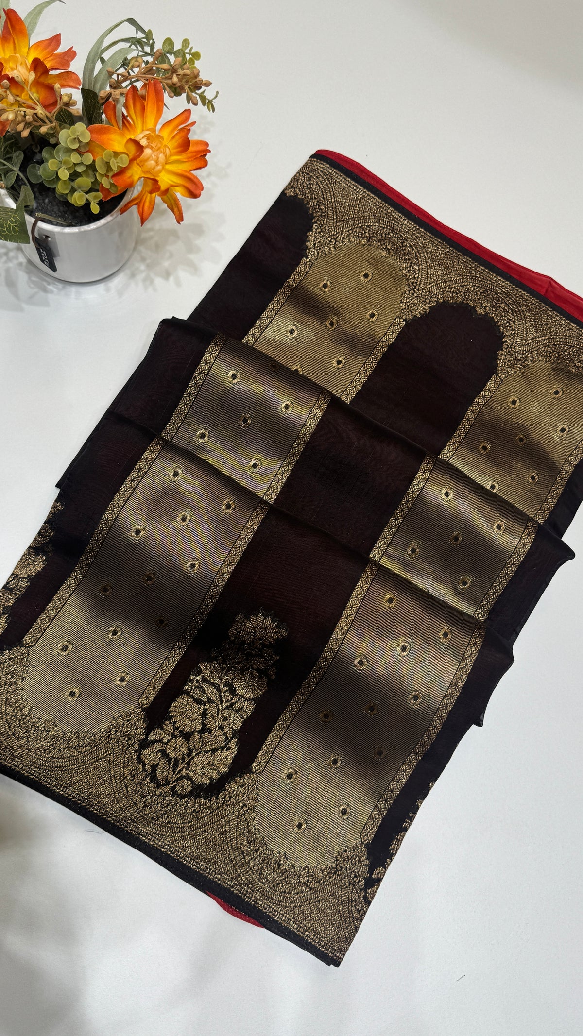 Panel Work Tussar Georgette Saree