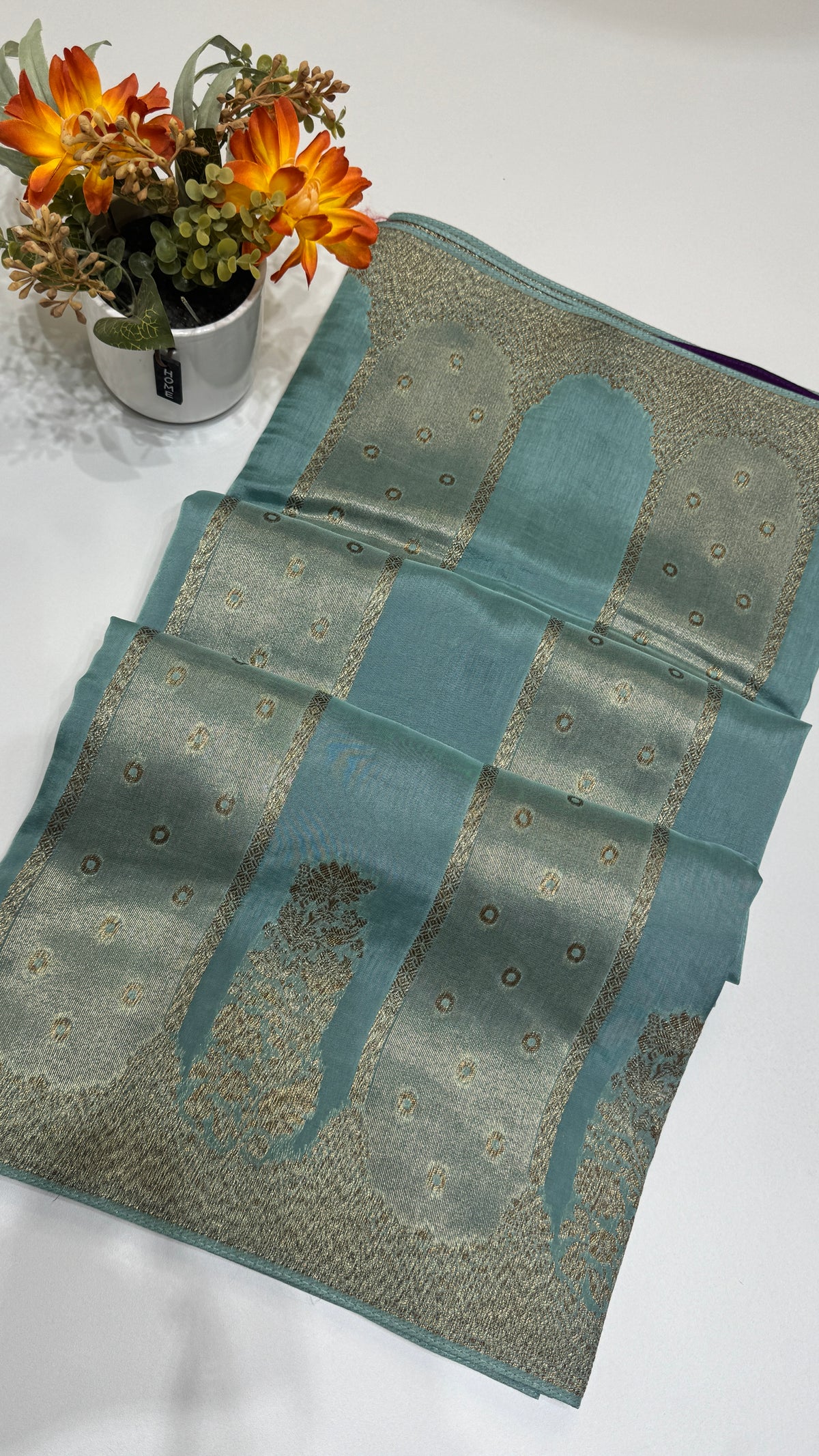 Panel Work Tussar Georgette Saree