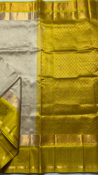 Pure Silk Cotton with Korvai Border