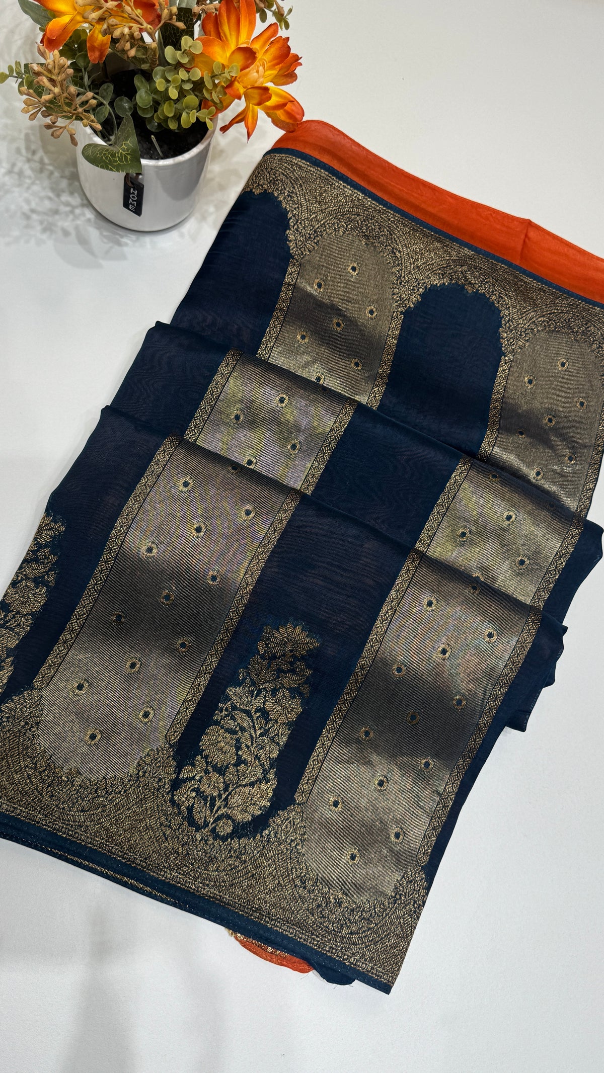 Panel Work Tussar Georgette Saree
