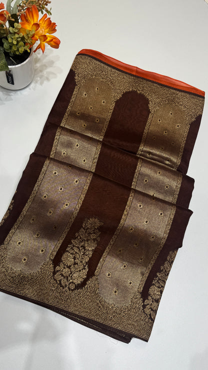 Panel Work Tussar Georgette Saree
