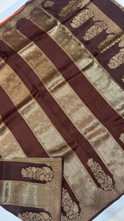 Panel Work Tussar Georgette Saree