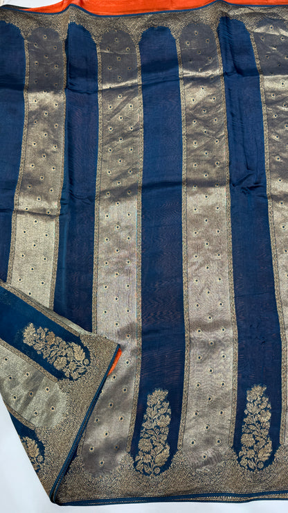 Panel Work Tussar Georgette Saree