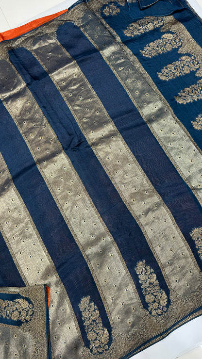 Panel Work Tussar Georgette Saree