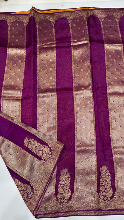 Panel Work Tussar Georgette Saree