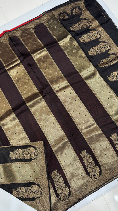 Panel Work Tussar Georgette Saree
