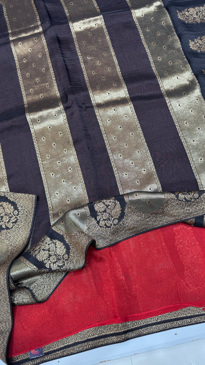 Panel Work Tussar Georgette Saree