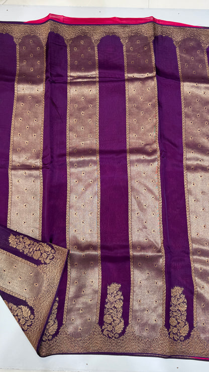 Panel Work Tussar Georgette Saree