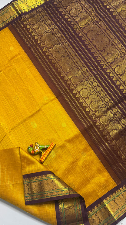 Zari Checks Pure Silk Cotton Saree with Korvai Borders