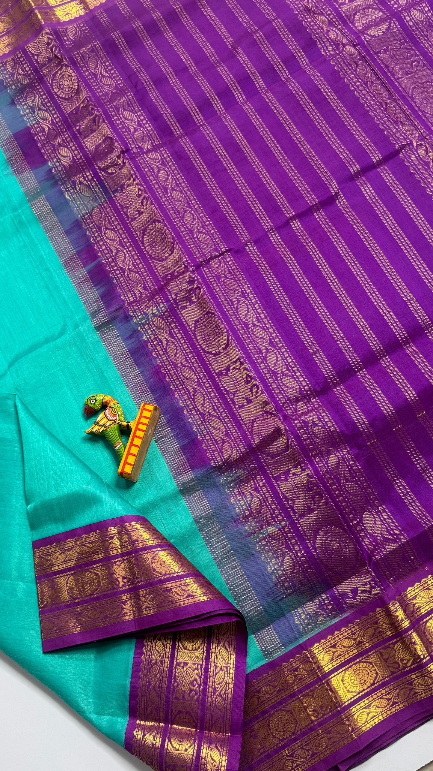 Plain Pure Silk Cotton Saree with Korvai Border