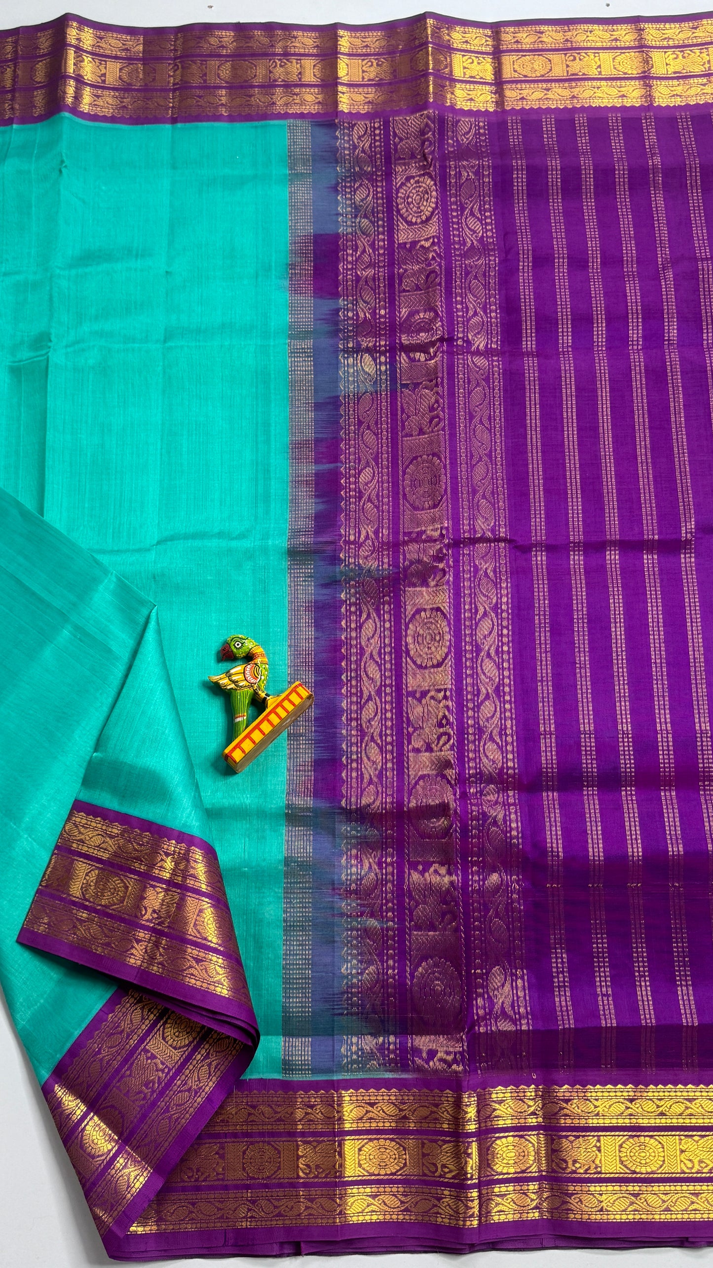 Plain Pure Silk Cotton Saree with Korvai Border