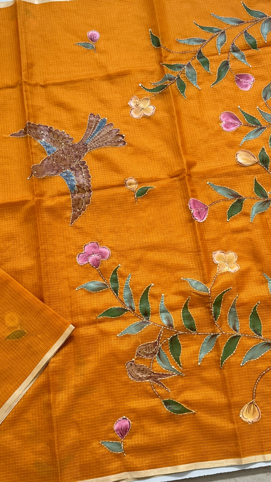 Brush Painted Kota Silk Saree