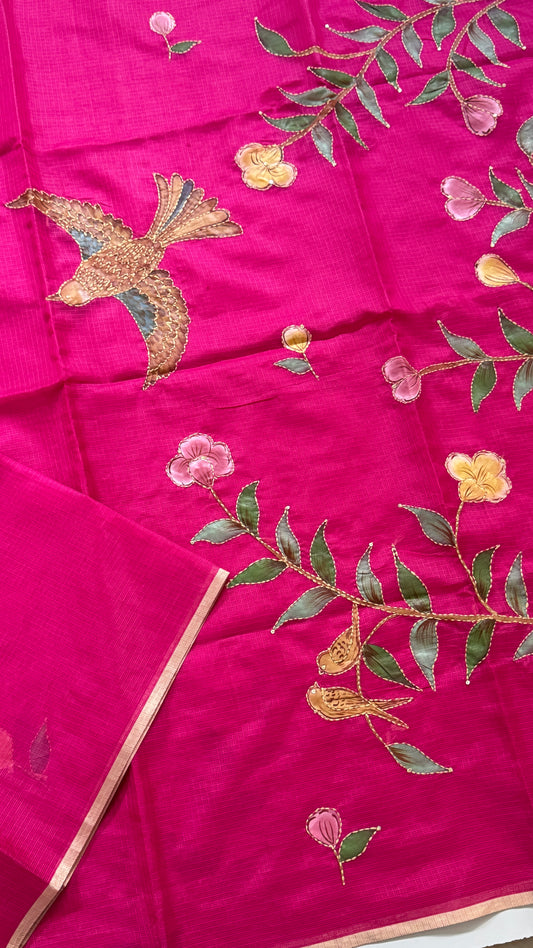 Brush Painted Kota Silk Saree