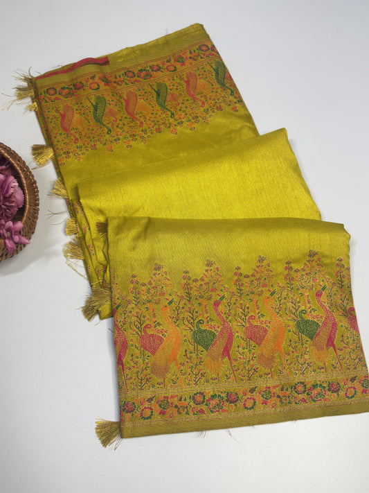 Semi Pashmina Silk Saree