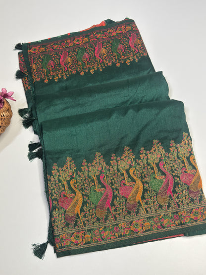 Semi Pashmina Silk Saree