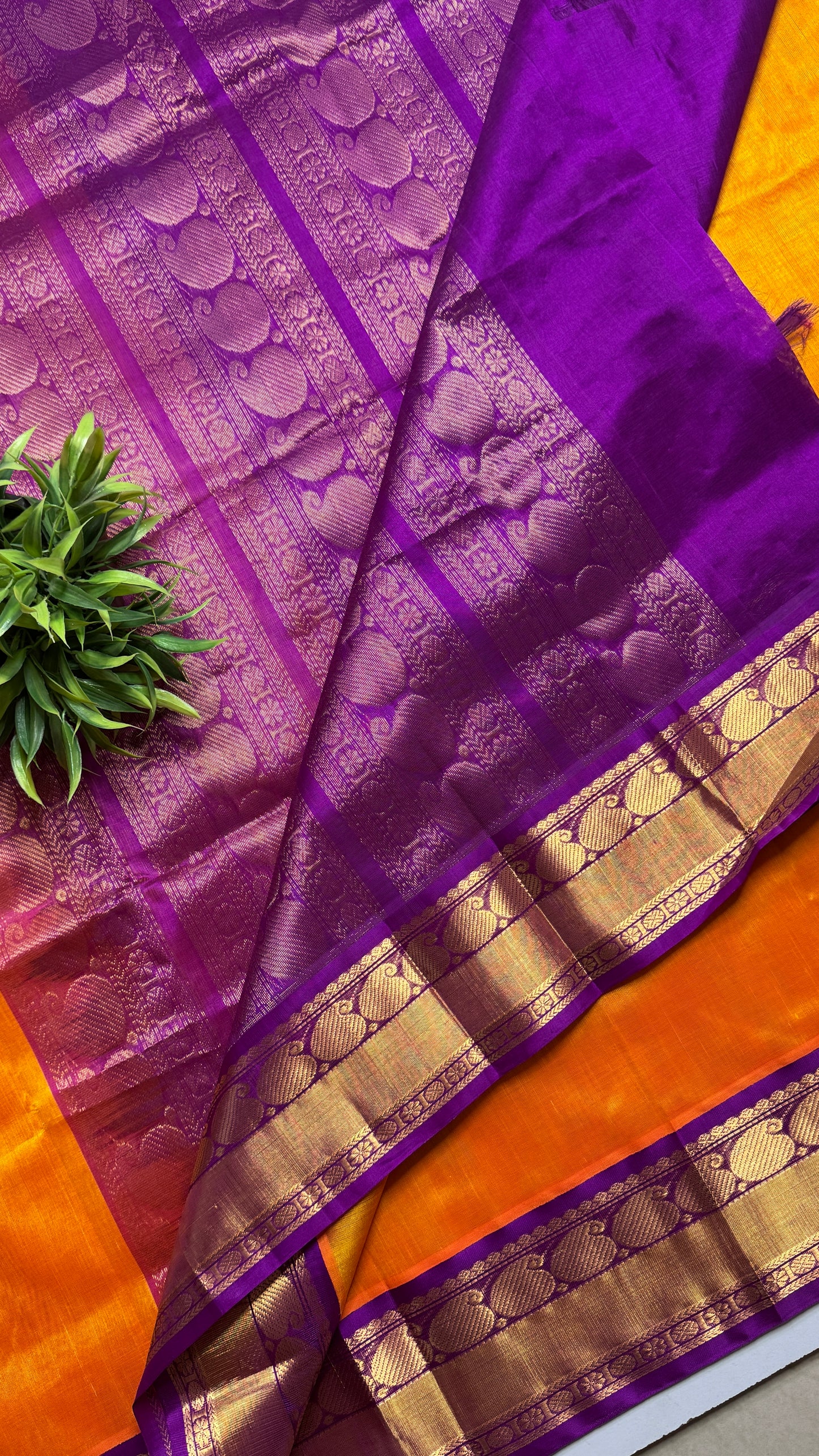 Plain Pure Silk Cotton Saree with Korvai Border