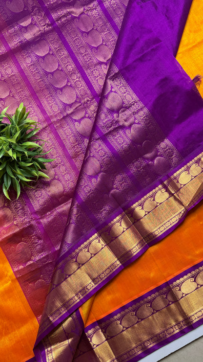 Plain Pure Silk Cotton Saree with Korvai Border