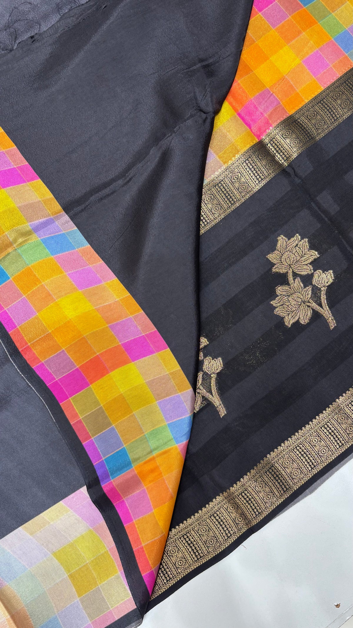 Multi Checks Banaras Tissue Silk Saree